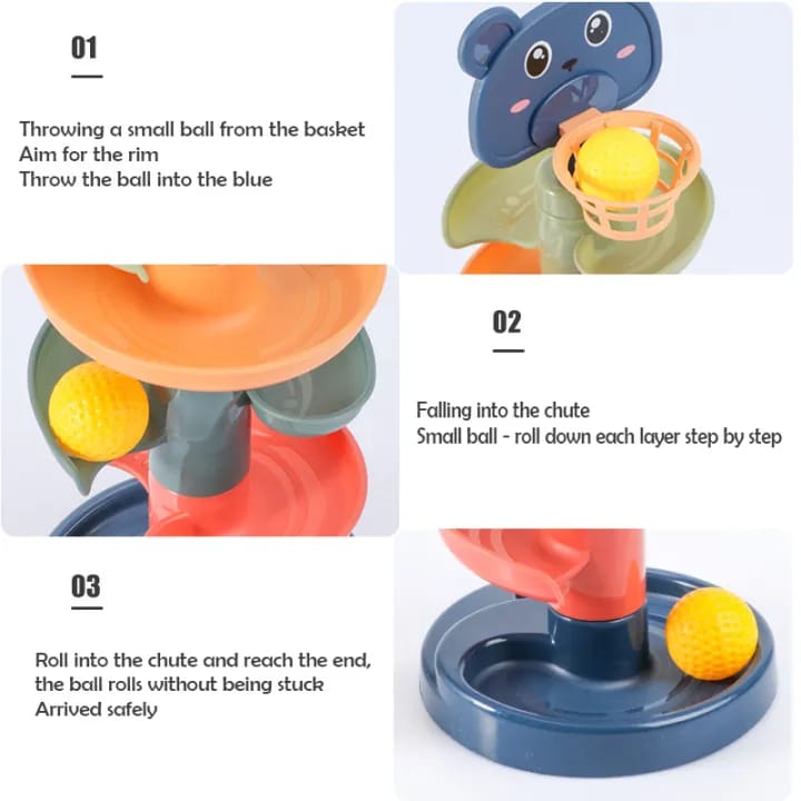 5-Step Roll Ball Tower Game Toy – Experience the Thrill of Rolling with an Exciting Ball Track! Stocked Baby Toy Tower Puzzle with Rolling Ball, Bell Stackers – A Fun and Educational Developmental Toy for Children