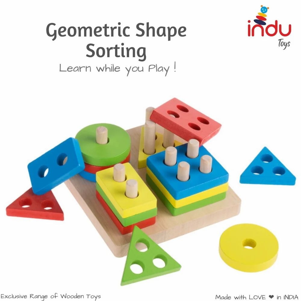 Lewo Wooden Puzzle Toddler Toys Shapes Sorter Preschool Geometric Blocks Stacking Games for Kids Geometric Shape Sorter Wooden Puzzles Teaching Geometric Shape Cognitive Matching Toys colorful