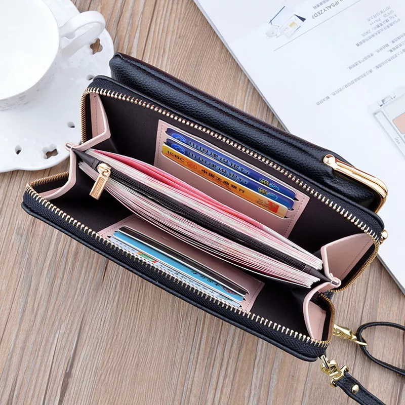 Women Wallet Purses - Ladies Wallet Purses - Stylish Leather Mobile Wallets Purses - Daily Use Hand Purses for Girls ( Women Wallets With Long Belt )
