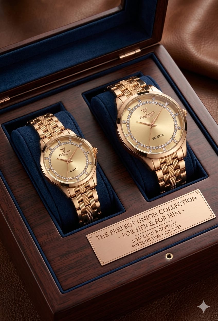 Couple Watches Set for Lovers 2 Pcs Two Tone Quartz Wristwatches for Men And Women