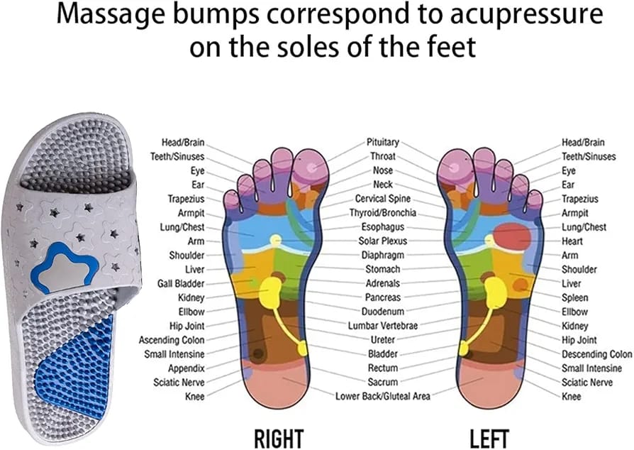 Reflexology & Acupressure Massage Slippers for Men & Women – PVC Footbed Comfort, Plantar Fasciitis & Heel Pain Relief, Indoor Outdoor Spa Sandals