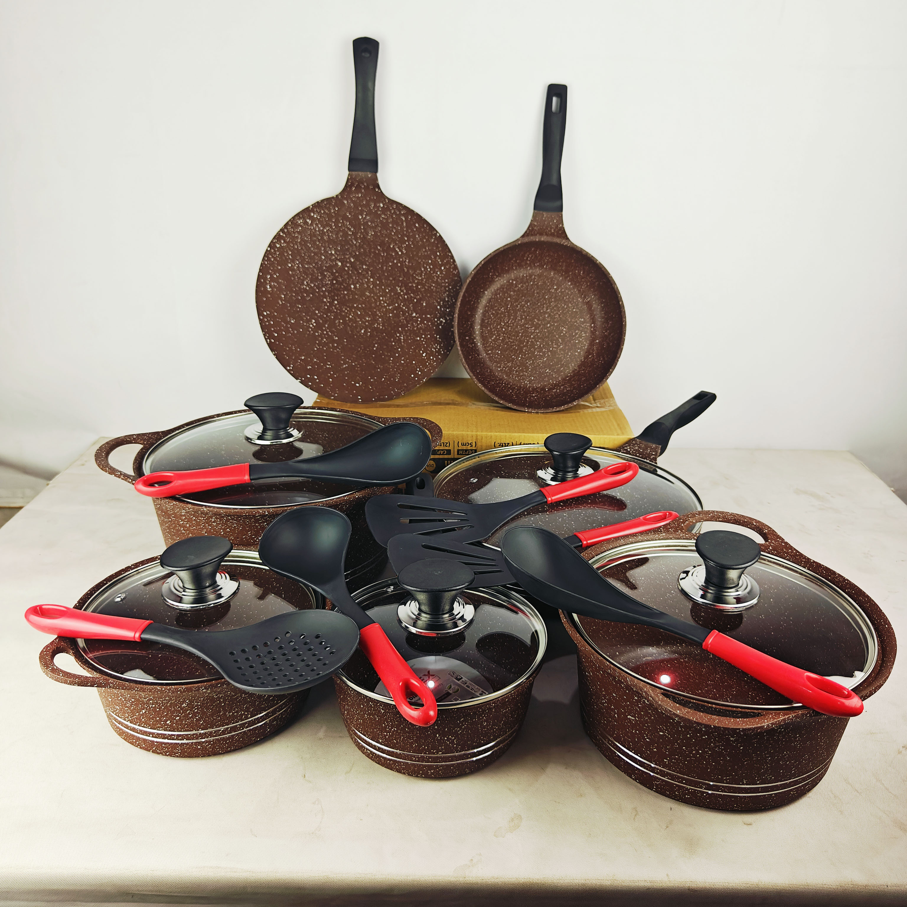 Smart Cookware Set Smart Heavy Weight Cookware Kitchen 20 Piece Set with Non-stick Marble ...