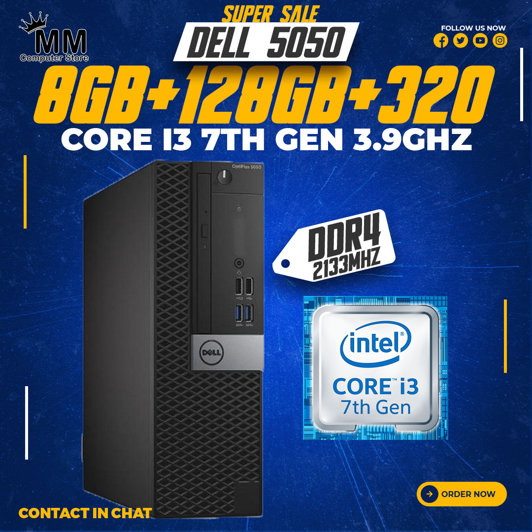 Dell Optiplex 5050 Core i3 7Th Gen 3.9Ghz + 8GB DDR4 Ram + 128GB M