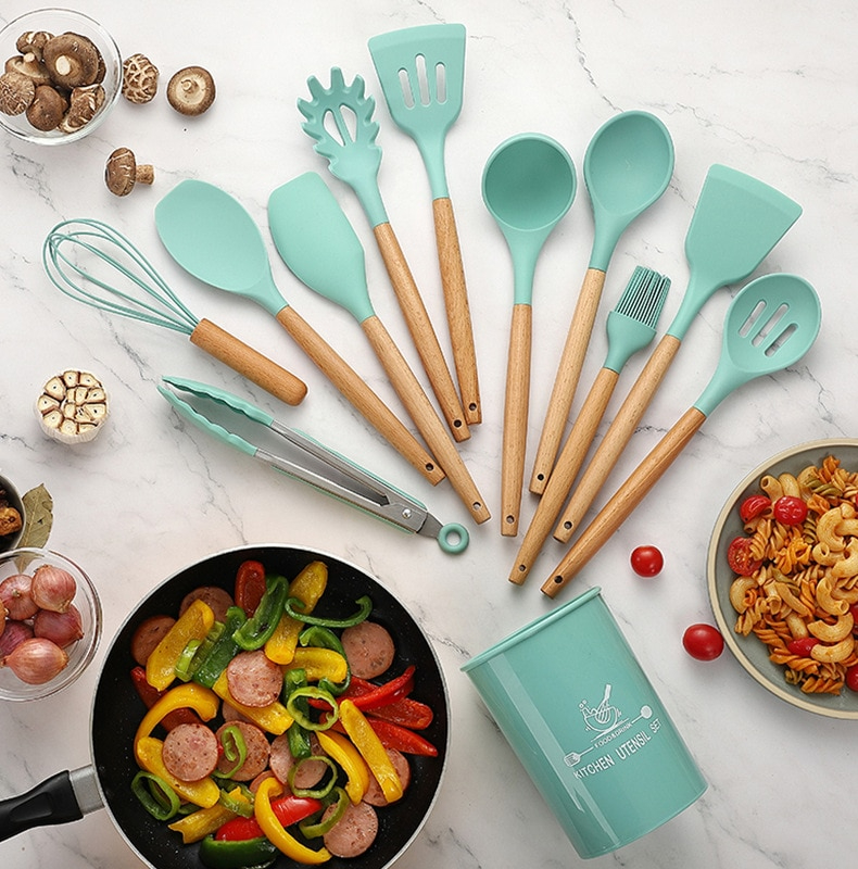 Sasta Bazaar 12 Pcs Silicone Cooking Utensils Set