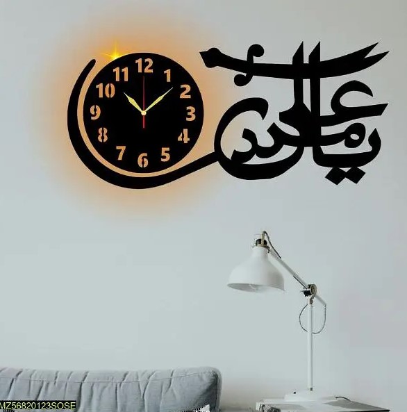 Ya Ali Wall Clock New Creative 3d Wooden Wall clock ,Wooden Large Wall Modern Design 3D Wall clock Home Decor Living Room Quartz elegant design