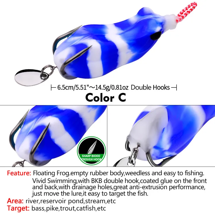 Artificial Colorful Soft Bass Lures Floating Double Hooks