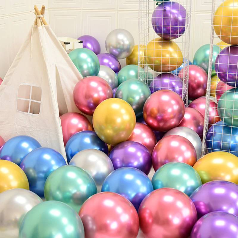 Pack of 25 Metallic Chrome Balloons Set for Birthday Decorations ...