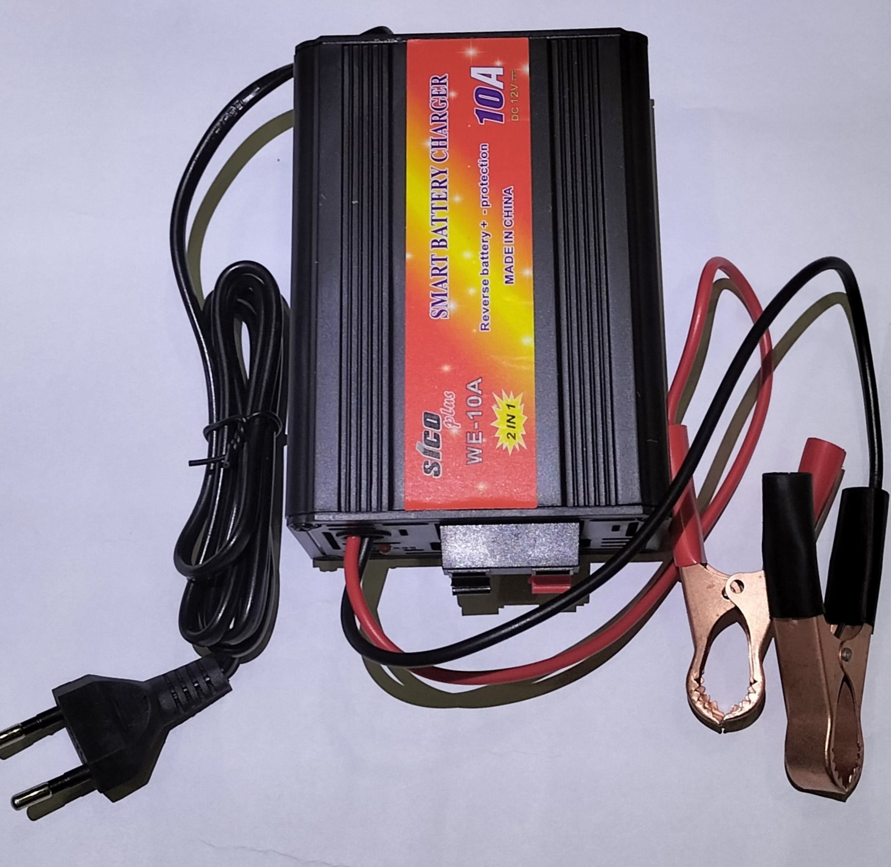 original 10A 2-in-1 Smart Battery Charger & Power Supply with Reverse Battery Protection | Automatic 12V Car & Motorcycle Battery Charger