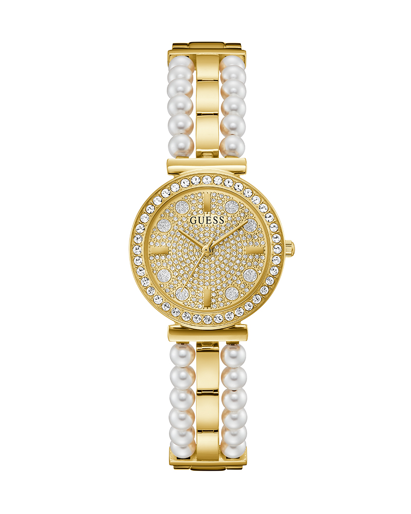 Guess Viva Diamonds Gold Dial Gold Steel Strap Watch for Women - W0111L2