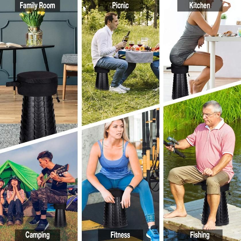 Portable Retractable Folding Stool Chair | Latest Smart Outdoor Foldable, Collapsible Lightweight Seat Chair Stool for Camping Traveling, Picnic, Car, Easy to Carry Anywhere | Mama Baby Online Store