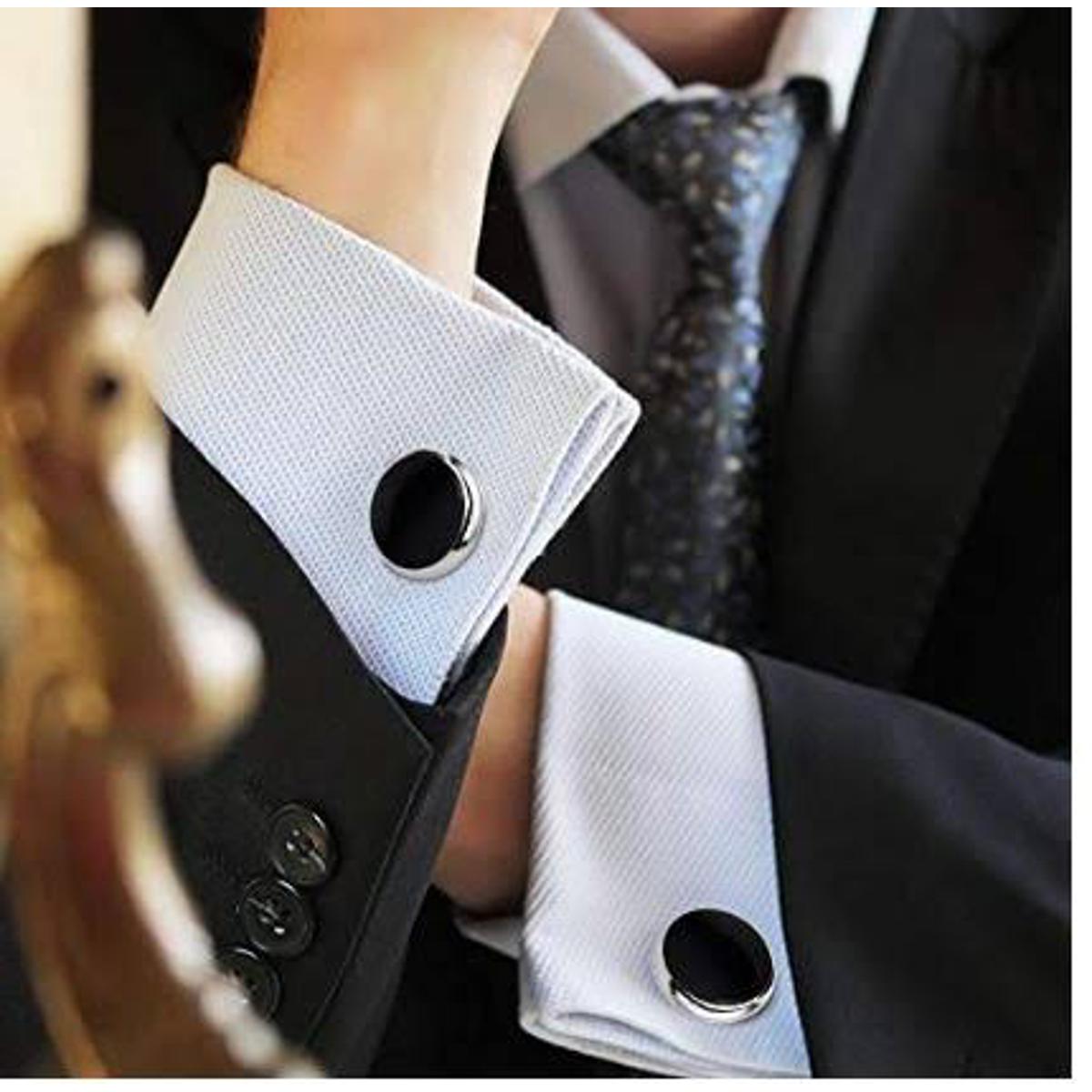Cufflinks Plain Black Round Cufflinks