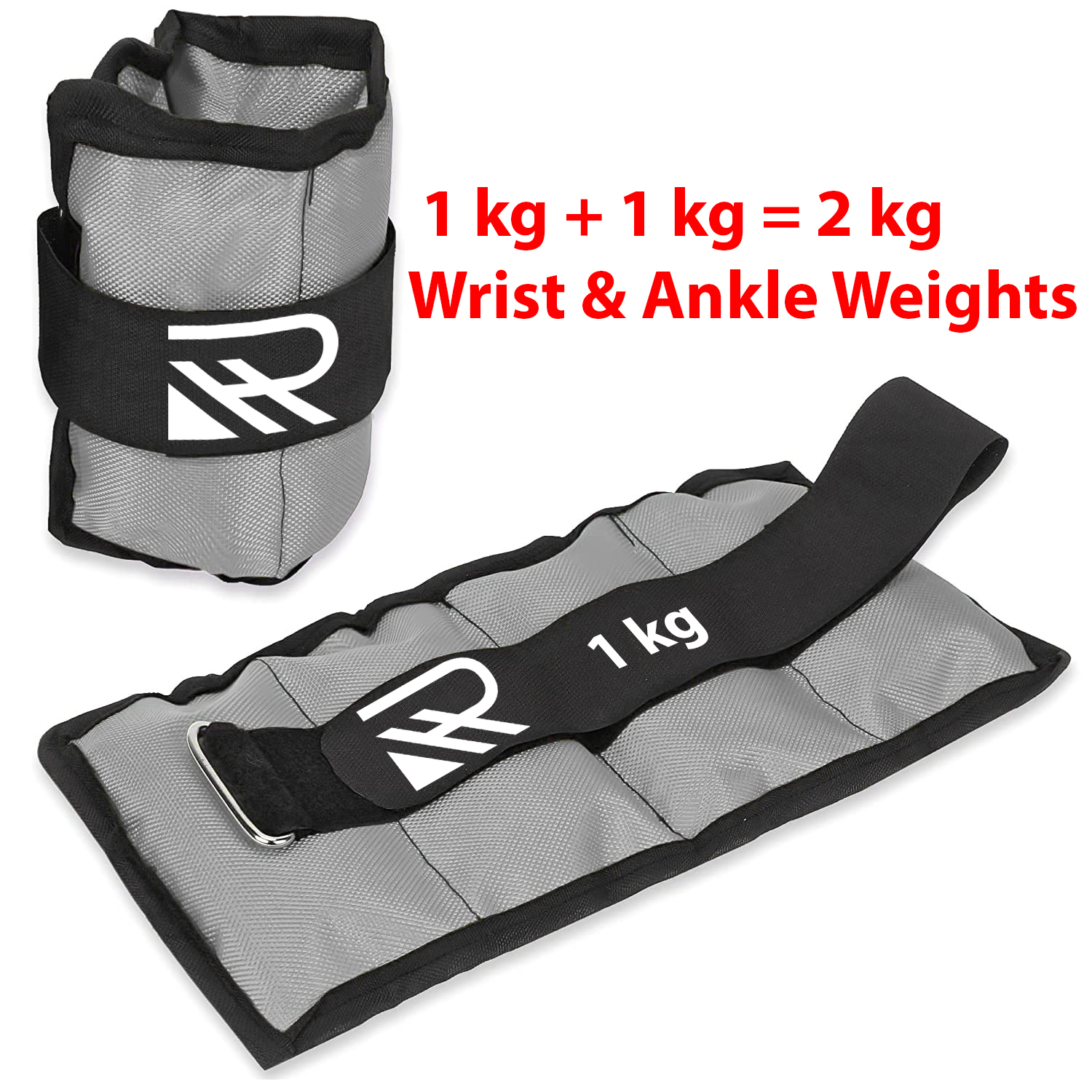 HR SERVICES 1 KG x 1 KG = 2 KG ANKLE WEIGHTS Grey Colour , Pair Weight Bearing Ankle wrist Strap Leg Strength Resistance Bands for Speed Training Running Exercise Workout Fitness Band