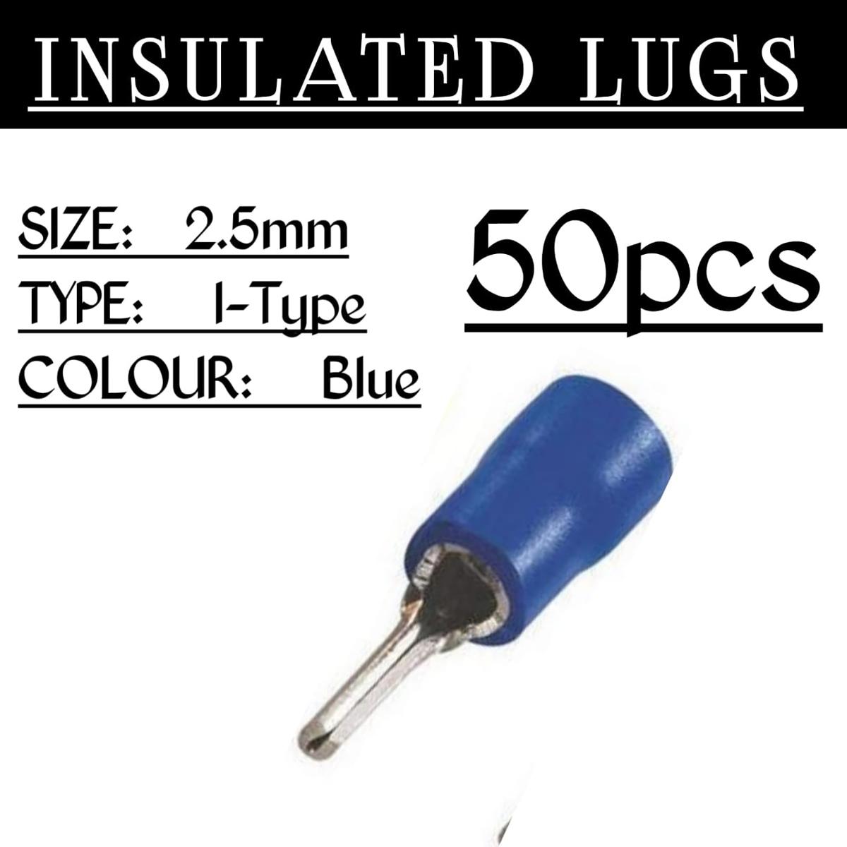 50pcs i type Insulated lugs Brass, control thimbles, Ring Cable Lugs, Wire Terminals 1.5mm, 2.5mm nd 4mm to 6mm size choose from your choise