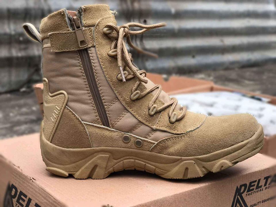 Brown Casual Army Style Low Top Boots Army Walking Army Boots