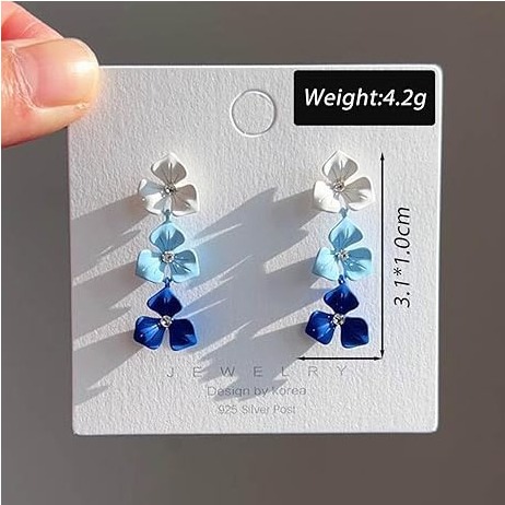 Flowers Dangle Gradient Bloom Crystal Earrings  Women/Girl