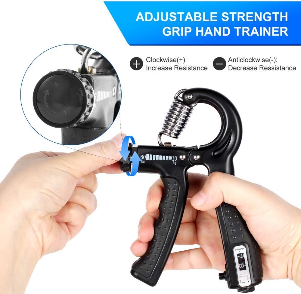 Histro Automatic Counting Hand Gripper Adjustable Resistance Automatic Counting Non-Slip Hand Grip Strength Trainer Fingers Wrist Forearm Exerciser Workout Gear Home Gym Exercise Equipment   Hand Gripper 5-60KG  Automatic  Non-Slip hand strengthen