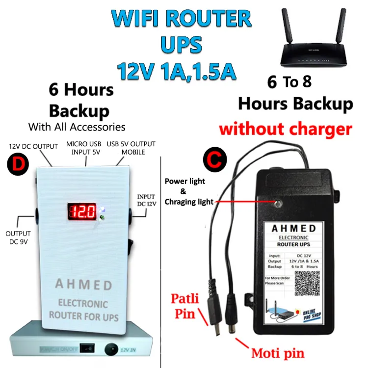 WiFi Router UPS Power Bank 12 Volts 1A 1.5A 6 Hours Guaranteed