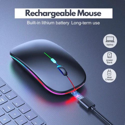 Rechargeable Wireless Bluetooth Mouse 2.4GHz Slim Optical LED USB Mouse for Laptop, PC, Mobile & Smart TV