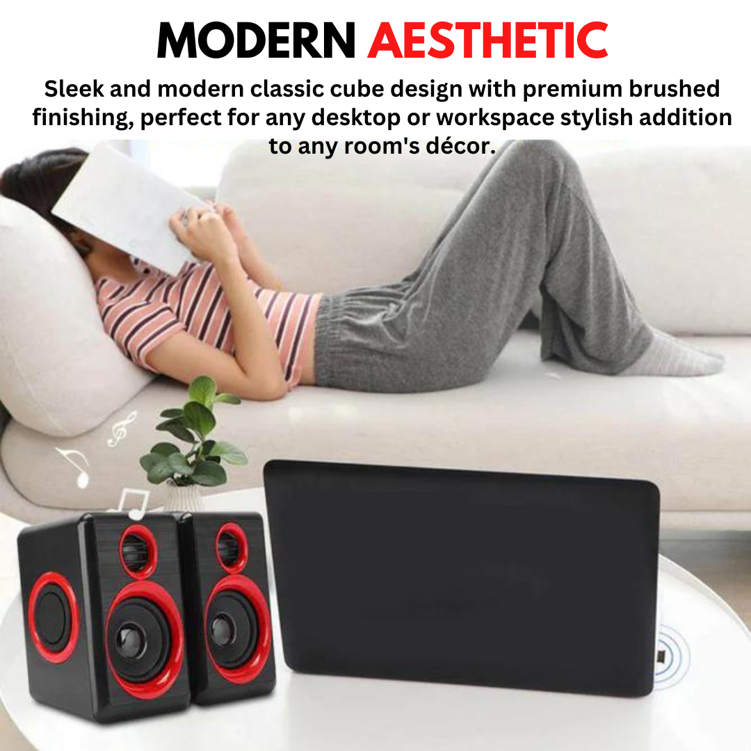 Computer Speakers With Heavy Bass Volume, 3.5mm Audio, USB Wired Powered Built-in Four Loudspeaker Diaphragm Multimedia Speaker for RGB Gaming PC, Laptops And Computers - Add-To-Cart