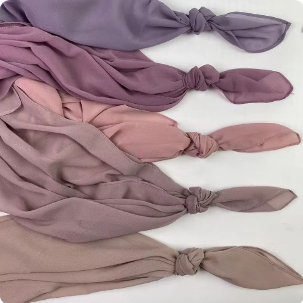 6pc Set Premium Chiffon Hijab Scarves Solid Color Islamic Wrap Shawl Plain Lightweight Modest Wear