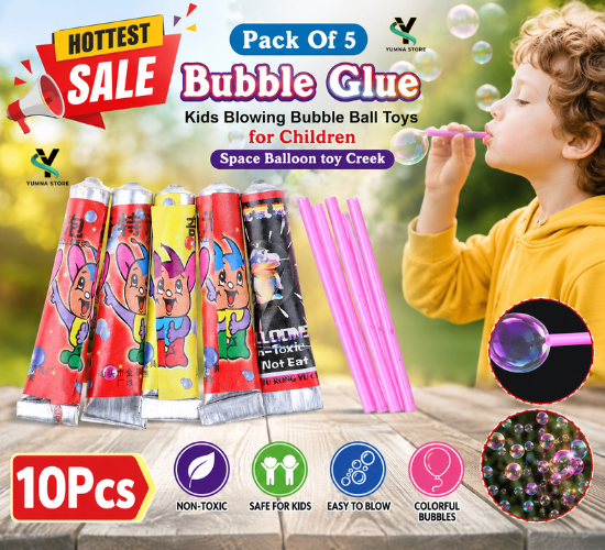 Pack Of 5 HOTTEST SALE 10Pcs Bubble Glue Kids Blowing Bubble Ball Toys for Children Space Balloon toy Creek