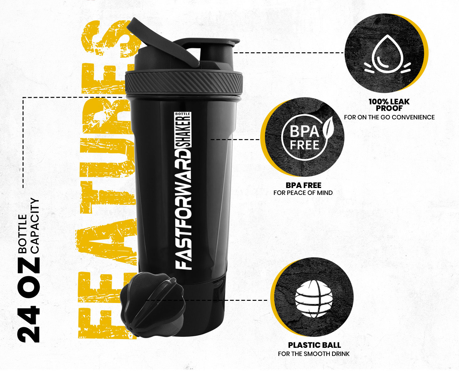 Enhance Your Workouts with Our 24-Ounce (700ml) Protein Shaker Bottle - Ideal for Pre & Post Workout, Includes Innovative Twist & Lock Protein Box Storage