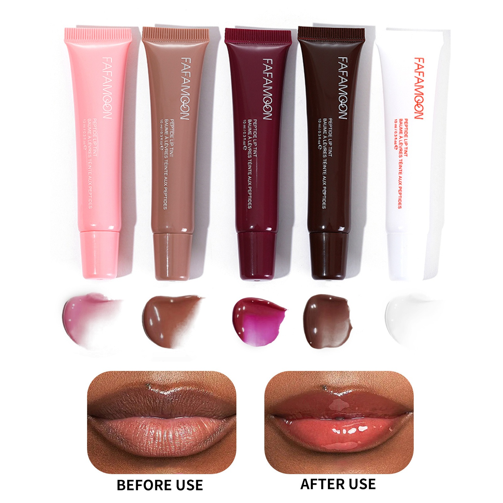 FAFAMOON Peptide Lip Gloss – Long-Lasting, Moisturizing, Non-Stick, No-Budge Lip Stain with Velvet, Mirror Finish – Plumping, Smooth, and Delicate for a Glass-Like Shine – Lip Makeup Cosmetic, Rhode Dupe, Perfect for All-Day Wear – Hydrating