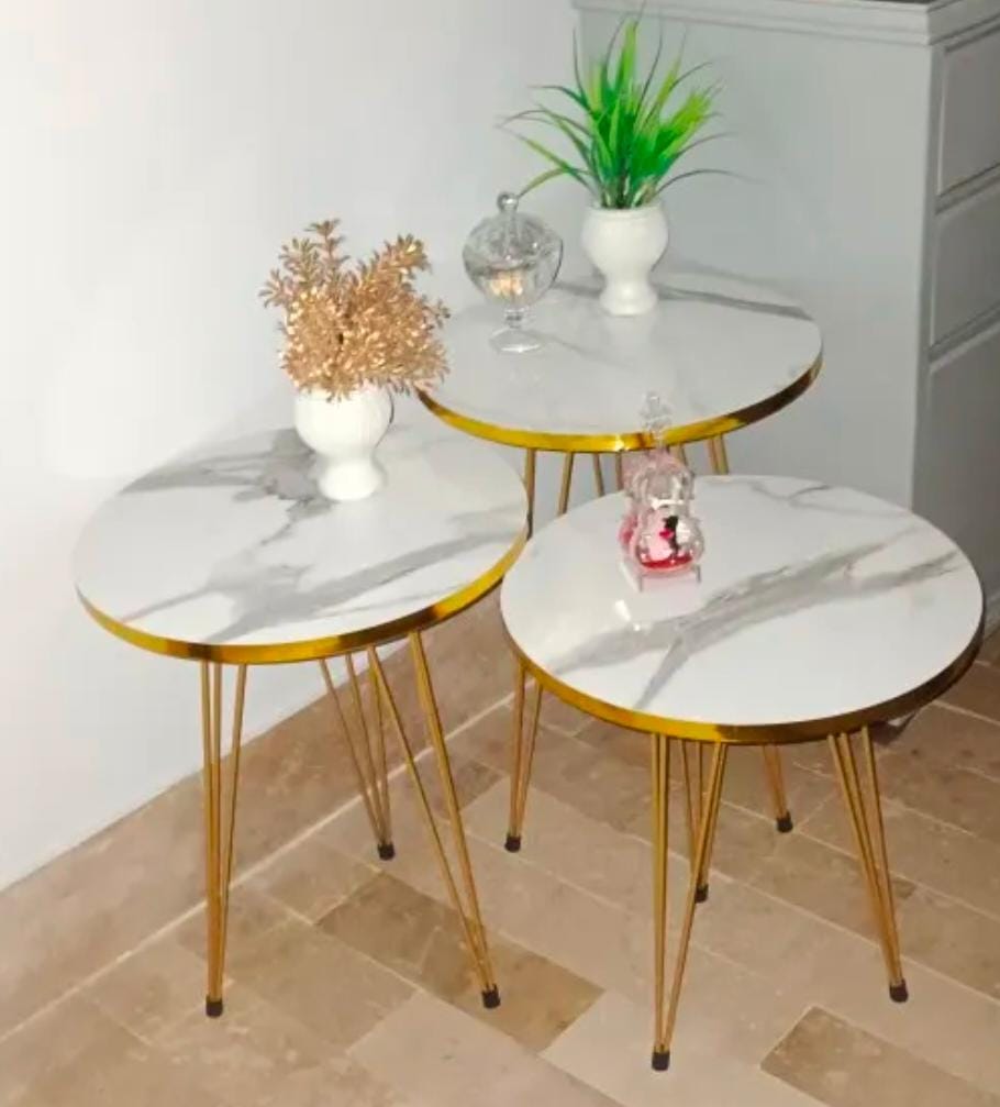 YES TO DECOR  3/ 1  Pcs Nesting Table Set Square Metal Legs Table Set High Quality Glossy Top Waterproof MDF – Black Square