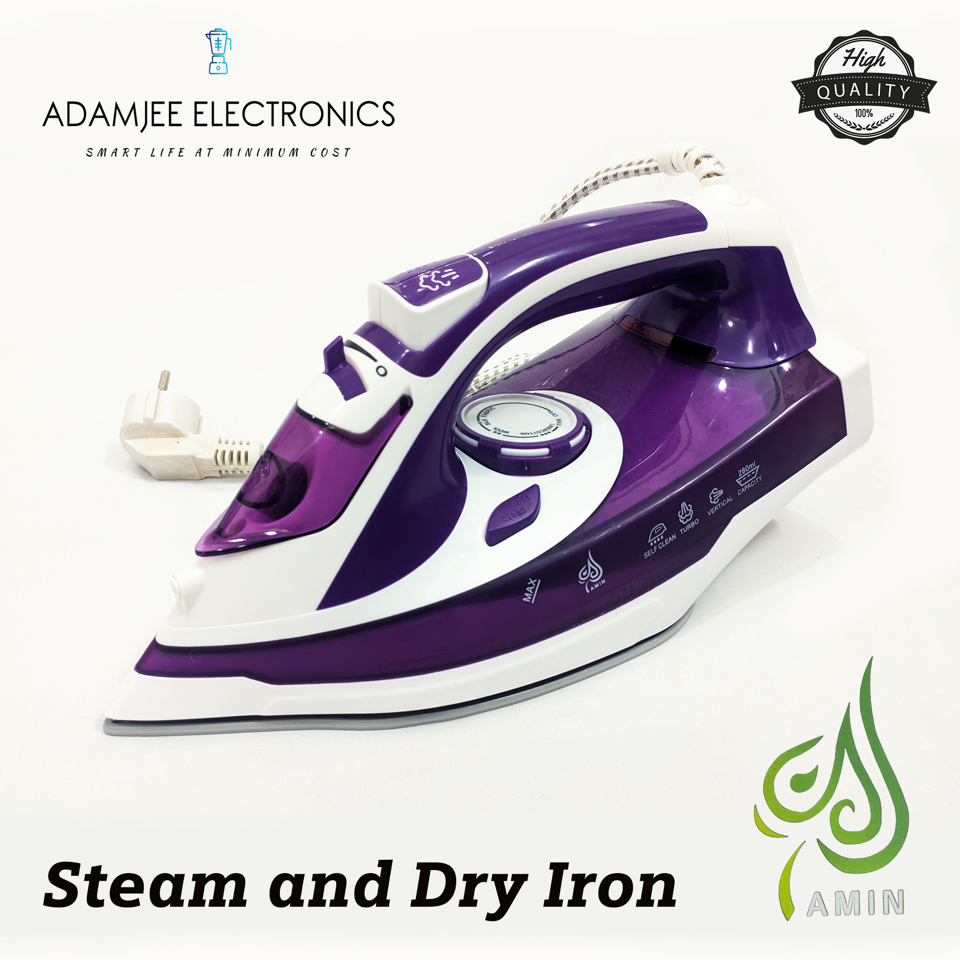 Steam Iron and Dry Iron Spray and Steam with Ceramic Soleplate Daraz.pk
