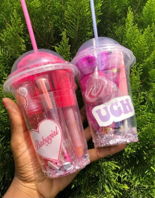 Girly Gift Cup Set – Lip Gloss, Lip Oil, Perfume & Accessories – Perfect for Girls/Women