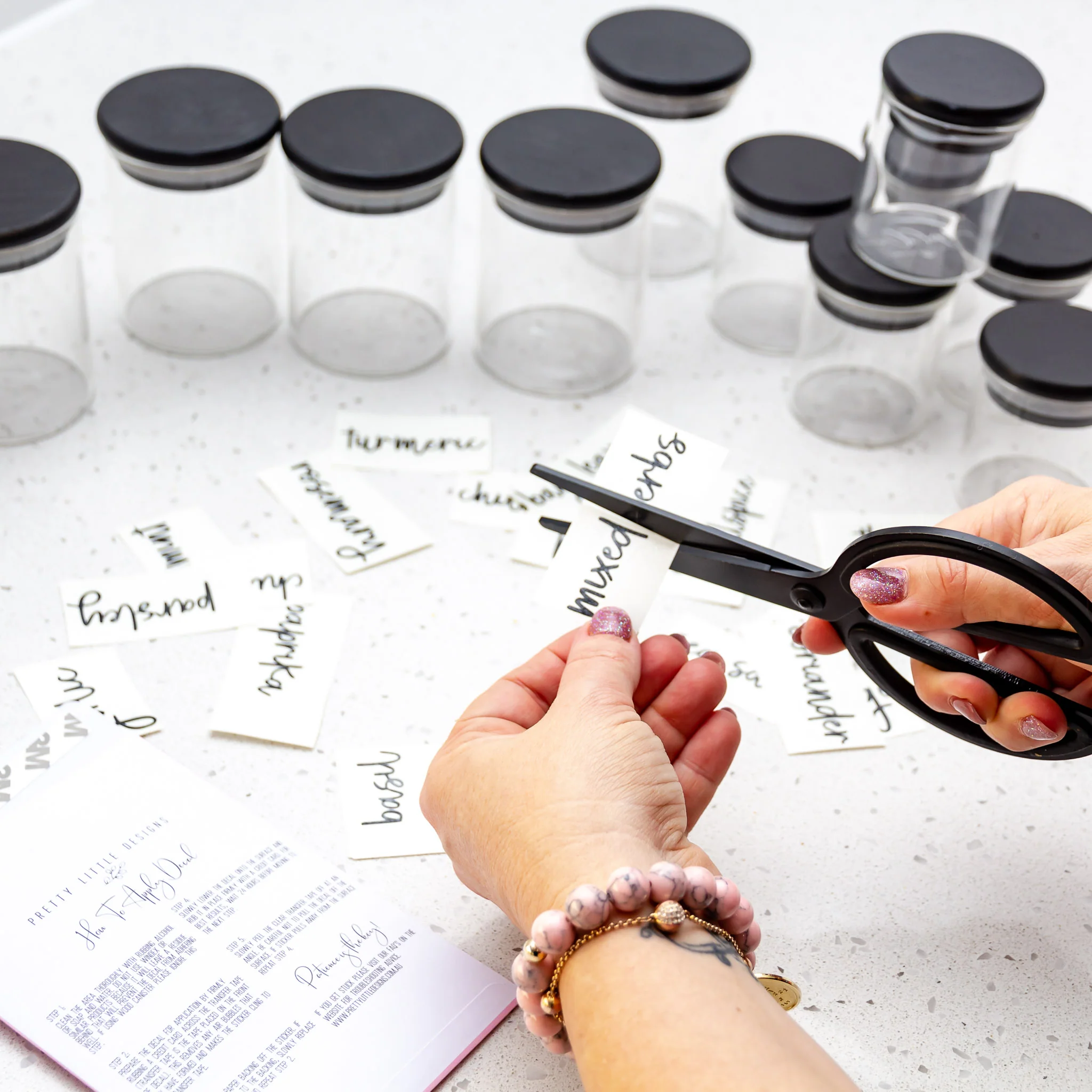 Uncut Jar Labels Urdu and English Sticker Spices List Pack of 54 Pieces in Sheet - 1.3 inches Size Square Shape Full White Color Label Sticker Sheet with Black Text