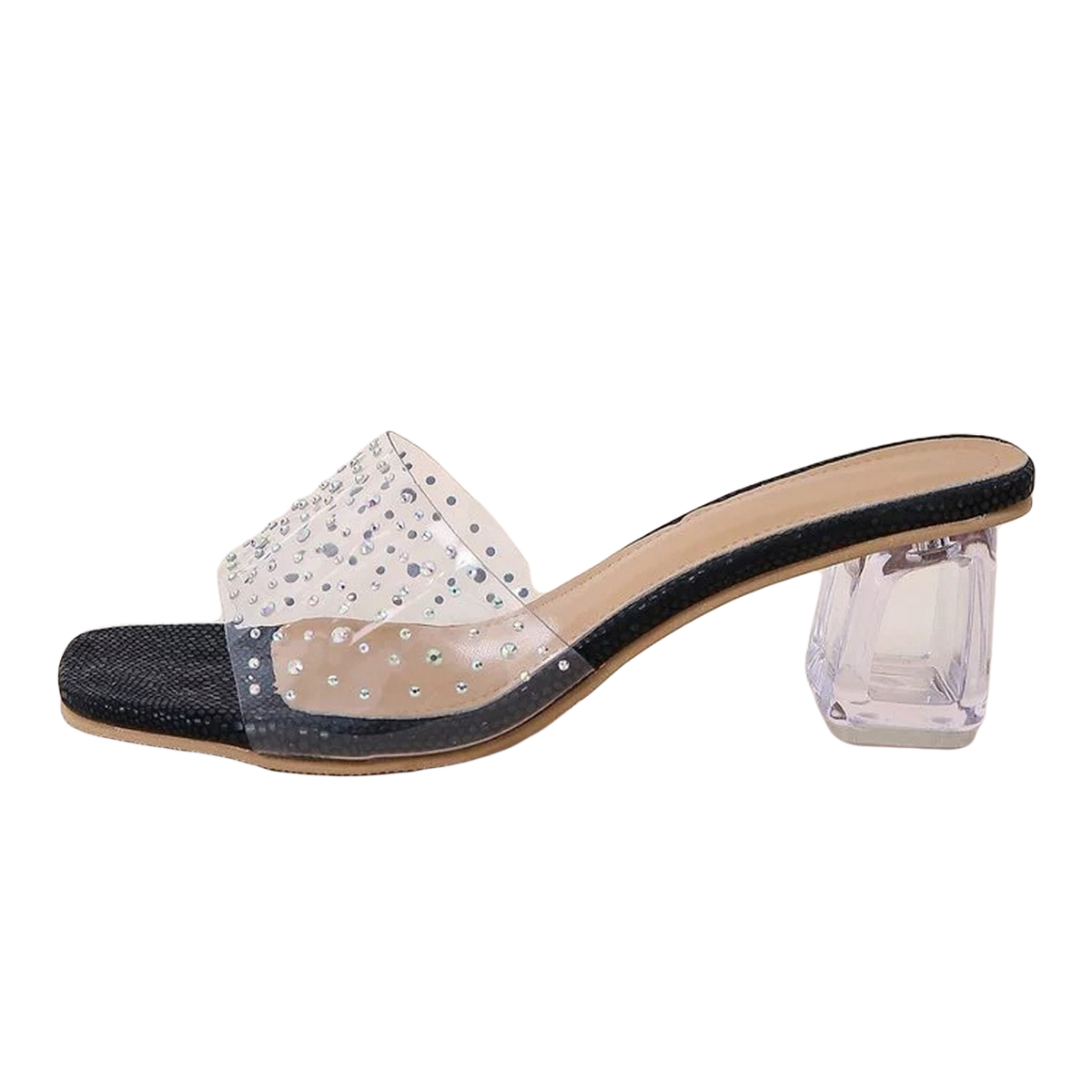 Women Block Heels Transparent Sandals casual party Shoes