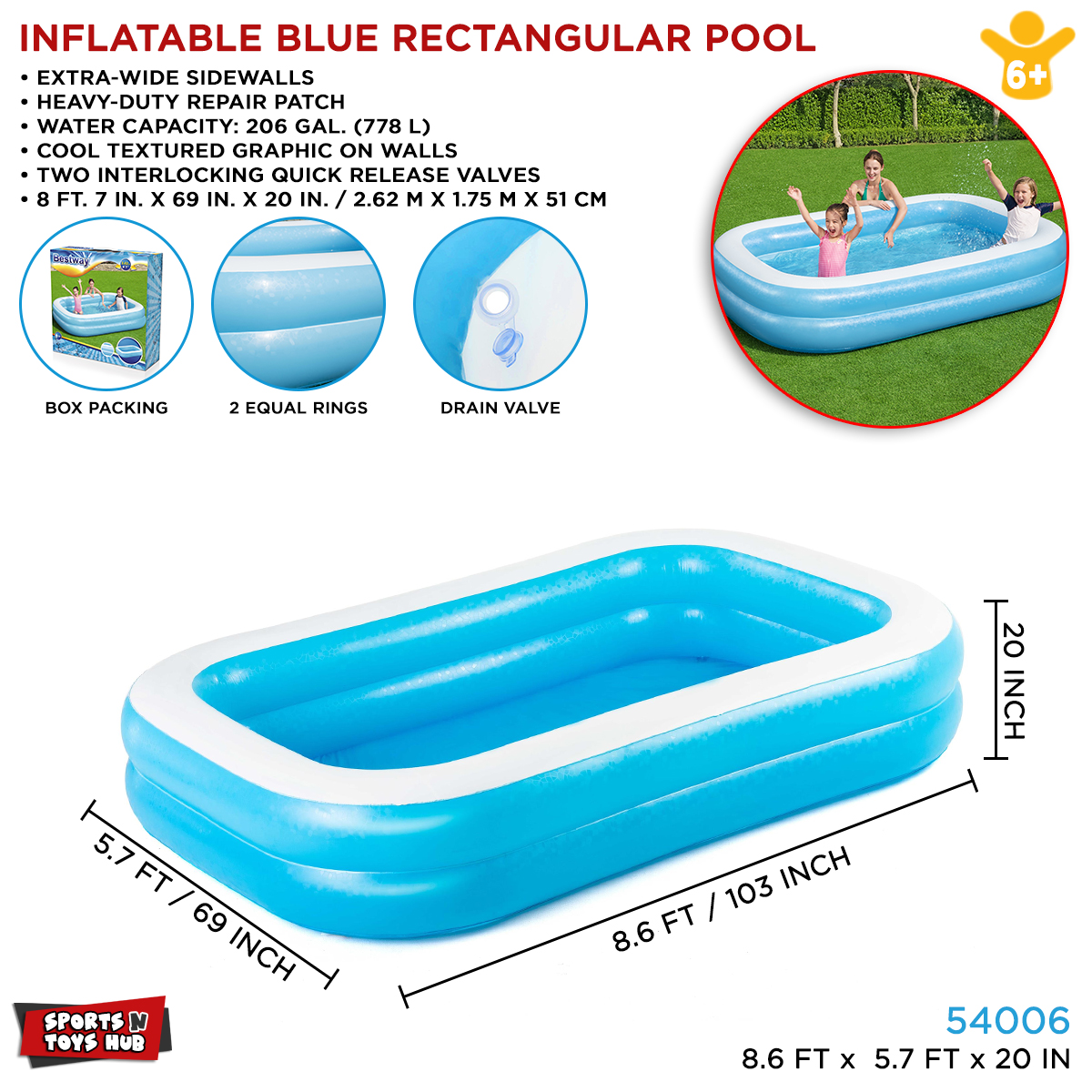 Feet Swimming Pool For Kids Rectangle Bestway foot
