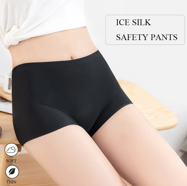Women's Ice Silk Seamless Short Panties Comfortable Soft Boxer Briefs Underwear