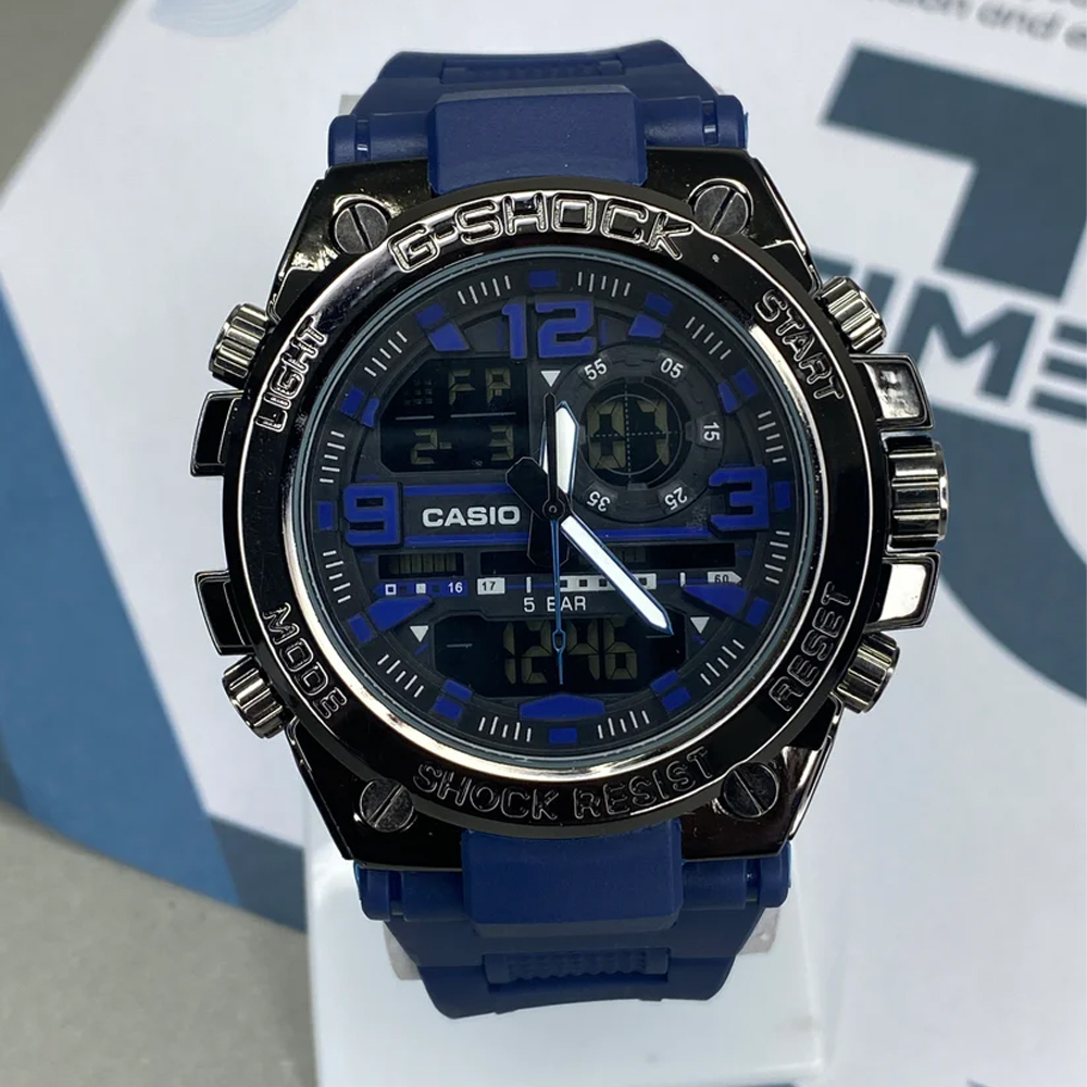 Heavy Duty GSTW-300 Men’s Sports Watch Dual Display Analog Digital Shockproof 20BAR Water Resistant Rugged Metal Dial Multifunctional Outdoor Timepiece