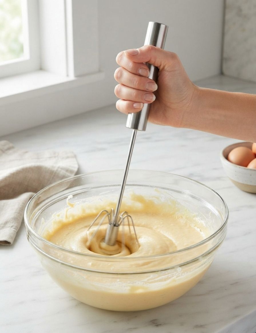 Stainless Steel Push Whisk | Semi-Automatic Egg Beater & Kitchen Hand Mixer Tool