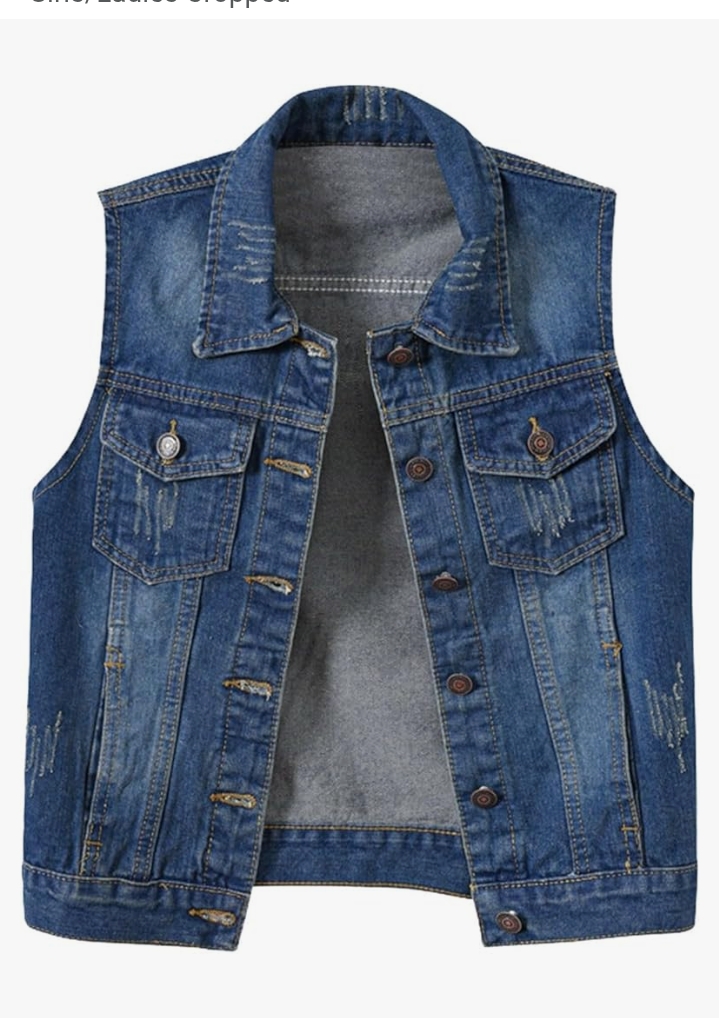 Chic Ladies' Sleeveless Denim Jacket with Embellished Pockets and Details