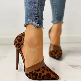 leopard open toe shoes