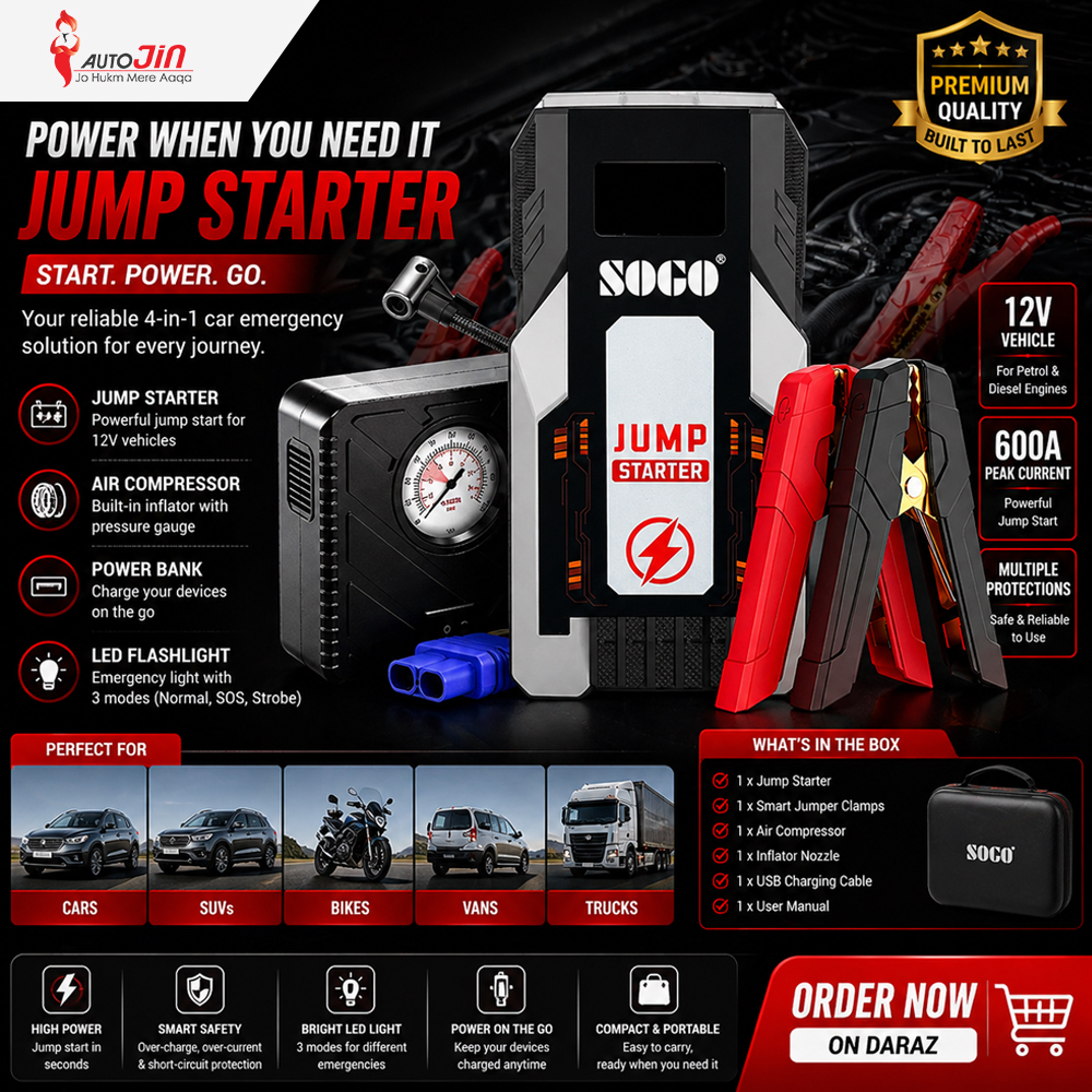 Car Battery Jump Starter, Air Compressor & 6,000mAh Power Bank X6