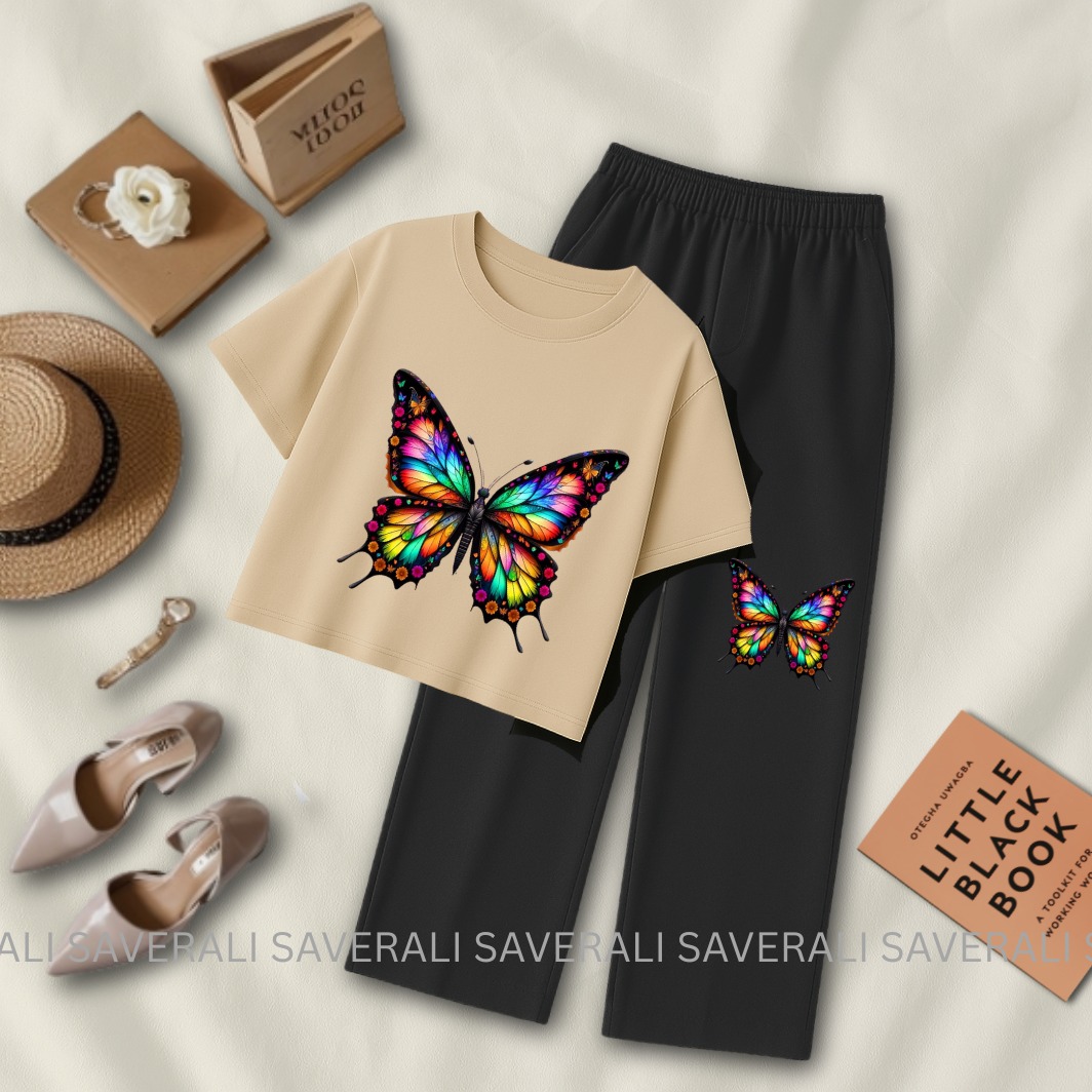 2-Piece Crop Top Set – Tee & Flapper Bottoms for Women and Girls