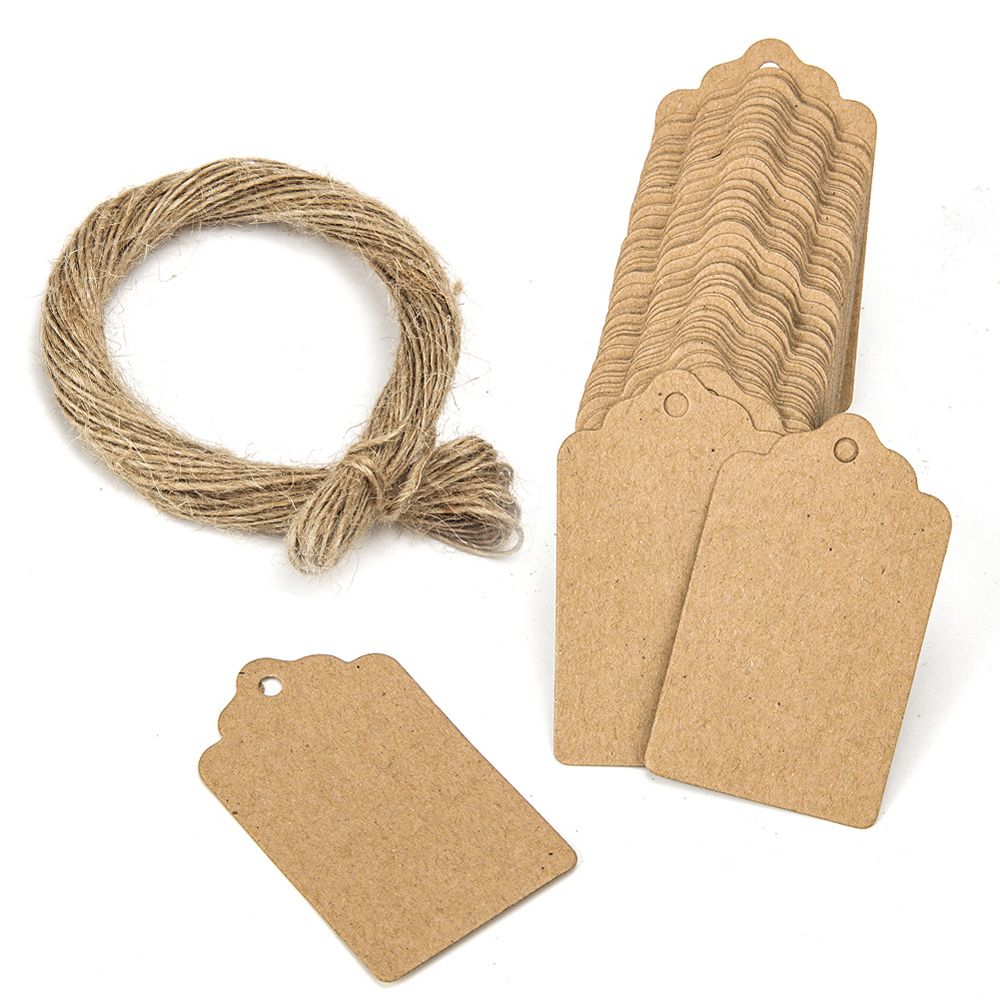 200 Piece Round Kraft Paper Tags With Hemp Rope - 1.2 Inch Brown Gift Labels For Crafts & Baking