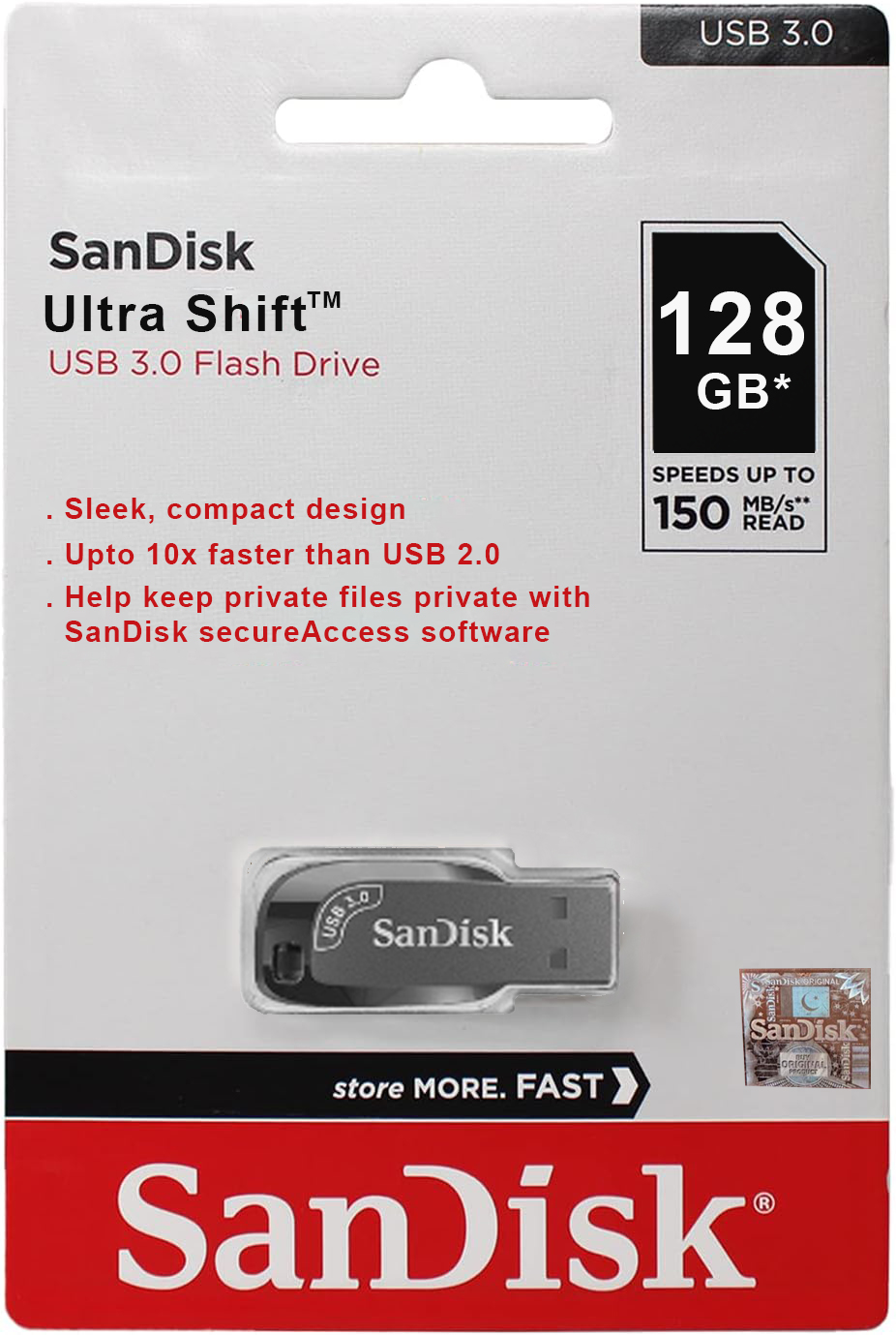 Free Gift + SanDisk Ultra Shift USB 3.2 Gen 1 Flash Drive 150MBS