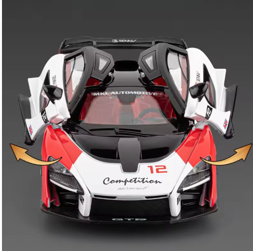 1:24 McLaren Senna Alloy Diecast Model – Metal Body, Light & Sound, Pull Back, Openable Doors, Hypercar Toy view 5