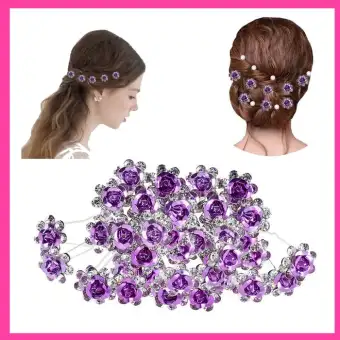 Hair Pins Decorative U Shaped Flower Rhinestone Hair Bridal