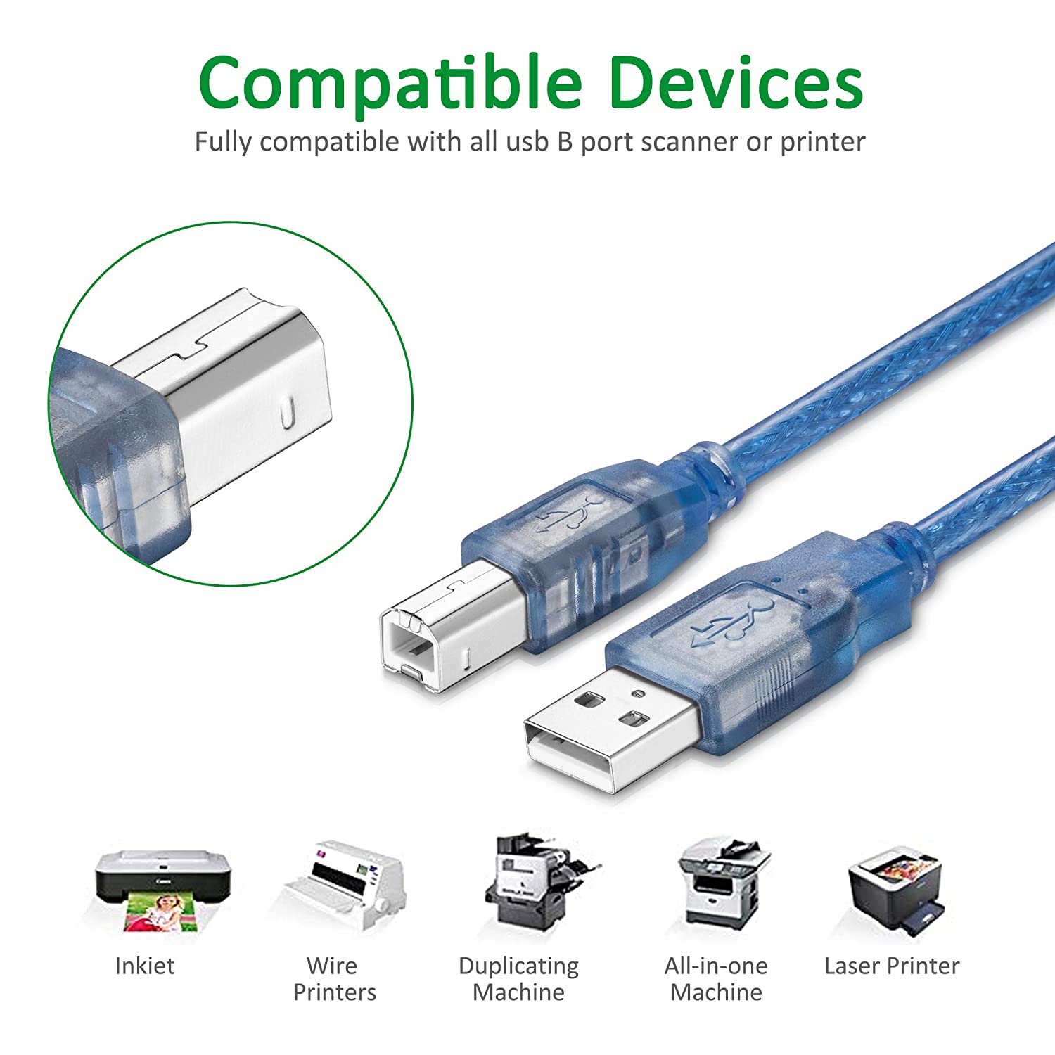 Usb Printer Cable 2.0 1.5m/3m/5m/10m