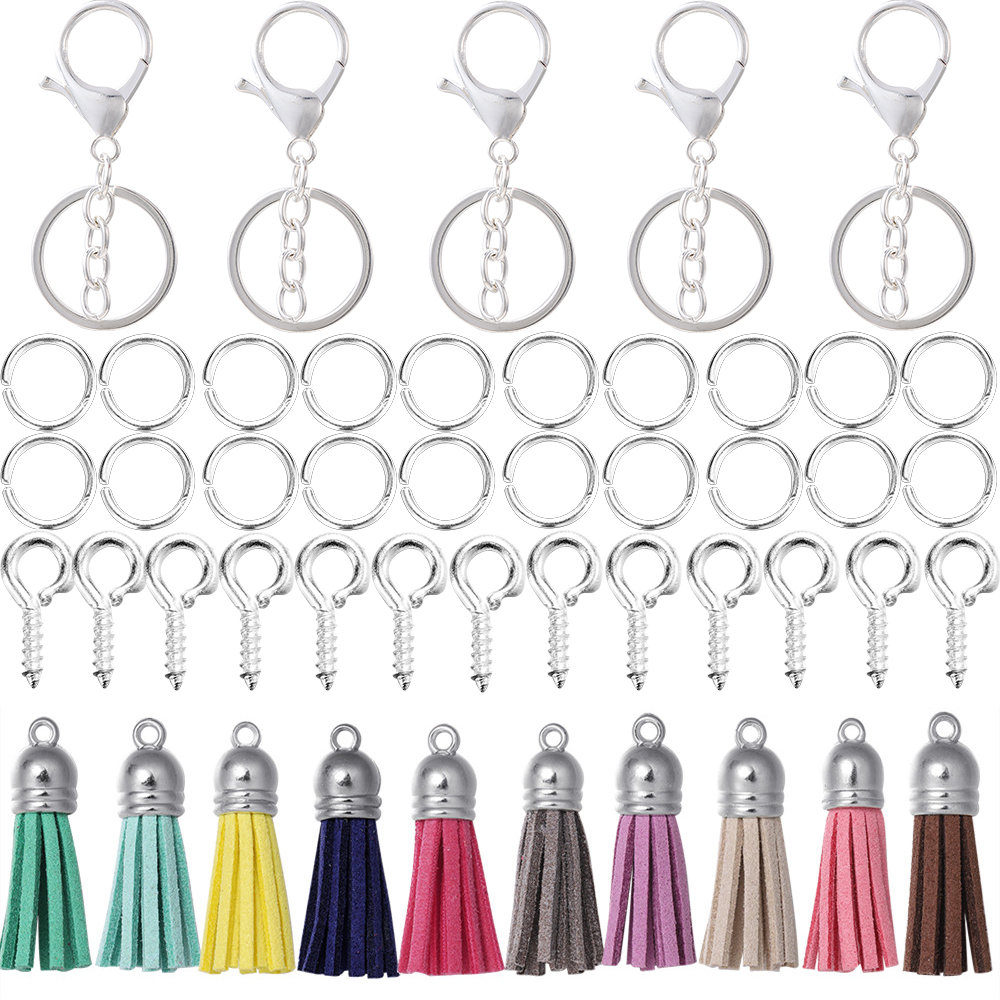St.kunkka 65Pcs/Set Keychain With Key Rings Jump Rings Eye Pin Colorful