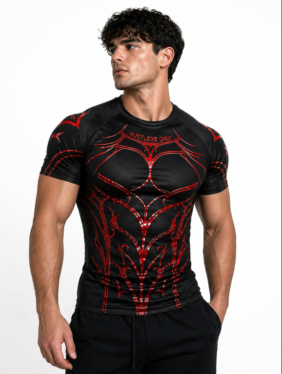 Predator Compression T-Shirt - Red - T-Shirt Hustlers Only Compression Shirt  blood flow and muscle endurance, giving you the edge for intense workouts, Hustlers Only, shirts for boys, shirts for men, shirts, gym shirts for men