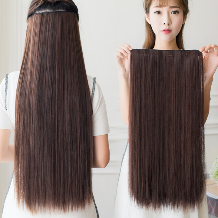 Very Long Hair Extension - 30 Inches - Brown     5 Clips in Hair Extension     Length: 30     Color: Natural Brown (Asian)     Volume: Full Volume Hair Extension     Hair type: 100% Heat Resistant Fiber     Type of extension: Clip In Hair Extension ~ 5Cli