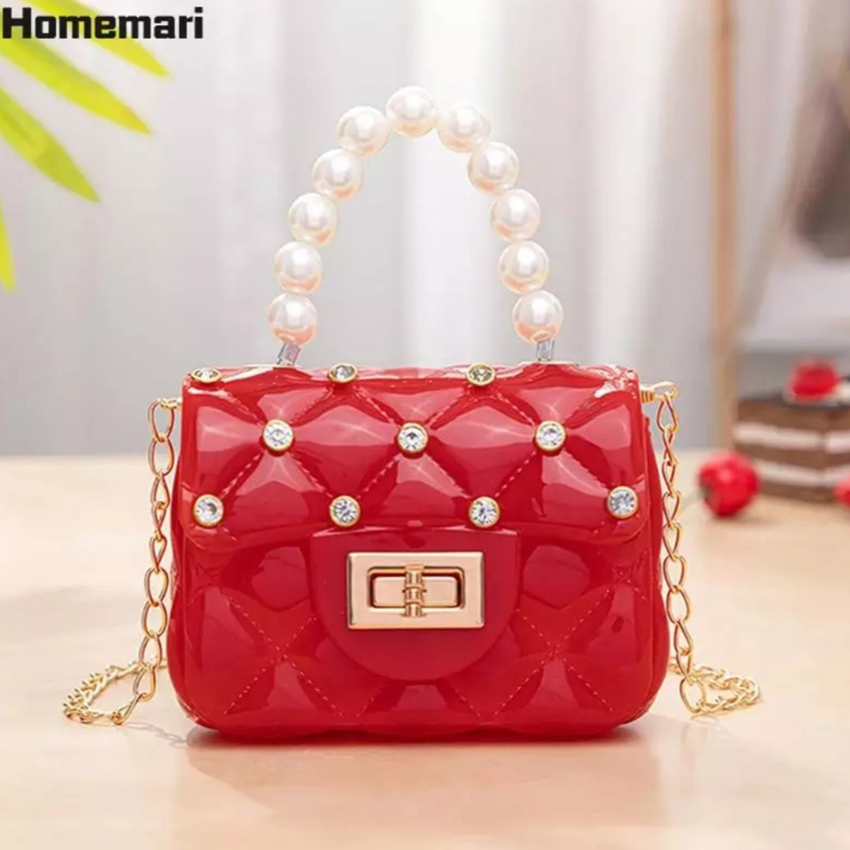 2021 Pearl Handle Mini Bag, Jelly Bag Female Purse Crossbody Girl Bag
