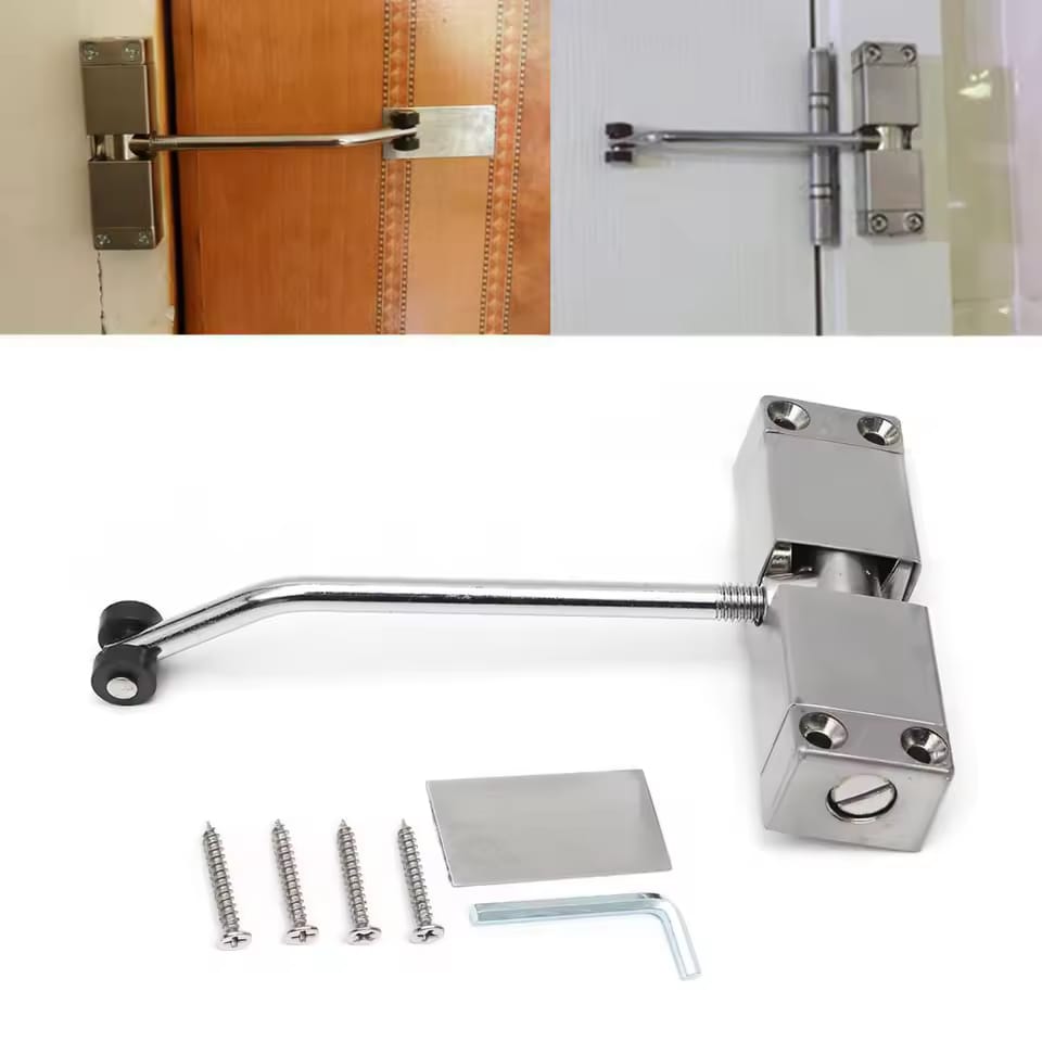 Adjustable Automatic Door Closer Stainless Steel Spring Door Closing Device Hydraulic Free Punch Door Stopper for Home Office Hotel